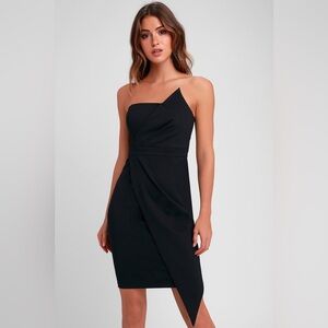 Lulus Queen of the City Black Strapless Bodycon Dress Size Small NWT Party